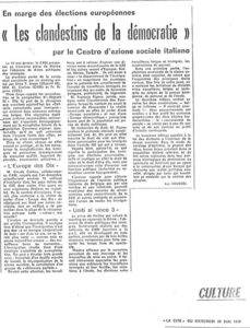 article Les clandestins de la démocratie LA CITE 1979