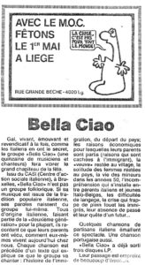 BELLA CIAO article La Cité 1983